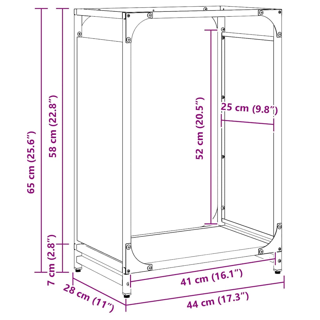 Rastrelliera per Legna da Ardere Antracite 44x28x65 cm - homemem39