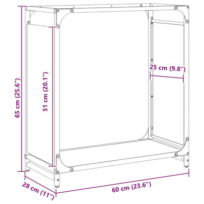 Rastrelliera per Legna da Ardere Nera 60x28x65 cm - homemem39