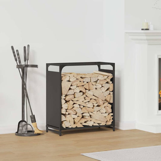 Rastrelliera per Legna da Ardere Nera 60x28x65 cm - homemem39