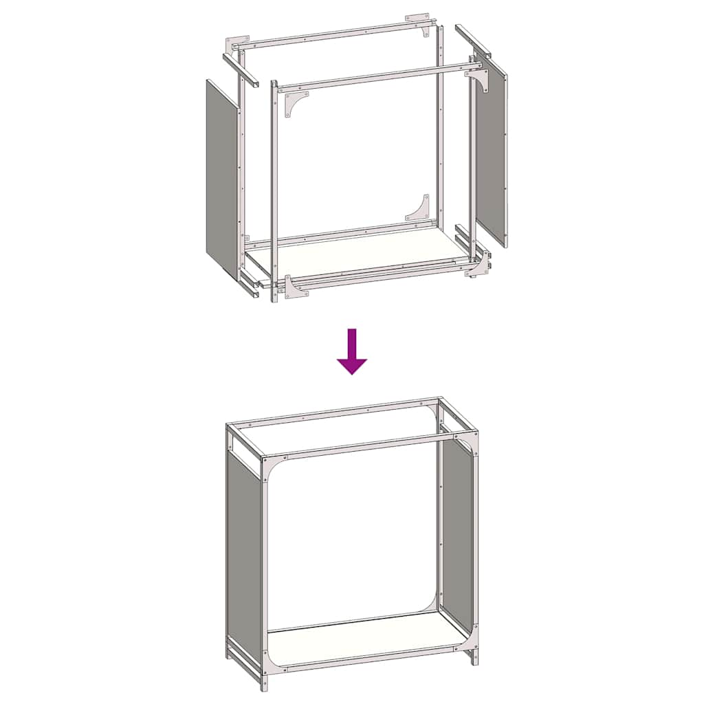 Rastrelliera per Legna da Ardere Antracite 60x28x65 cm