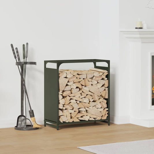 Rastrelliera per Legna da Ardere Verde Oliva 60x28x65 cm - homemem39