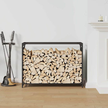 Rastrelliera per Legna da Ardere Nera 90x28x65 cm - homemem39