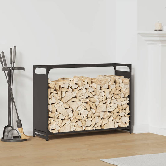 Rastrelliera per Legna da Ardere Nera 90x28x65 cm - homemem39