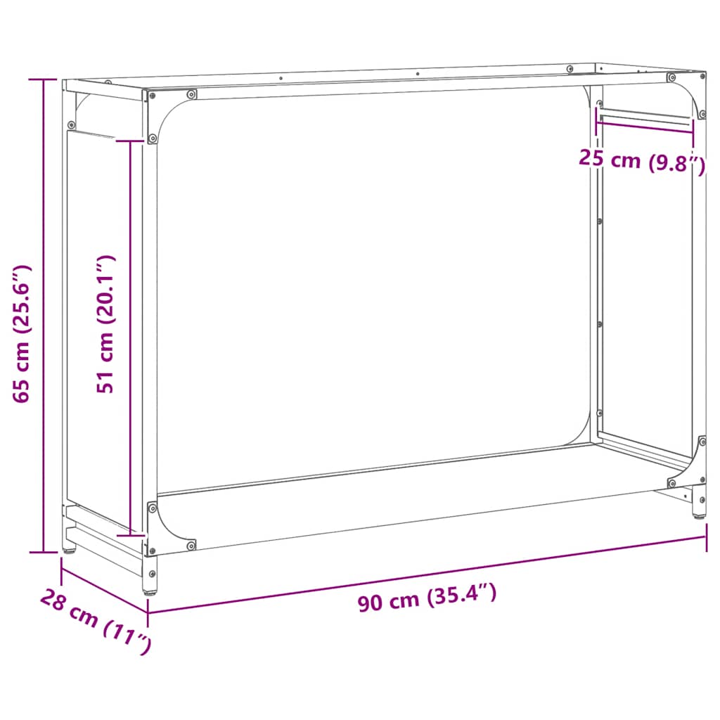 Rastrelliera per Legna da Ardere Bianca 90x28x65 cm