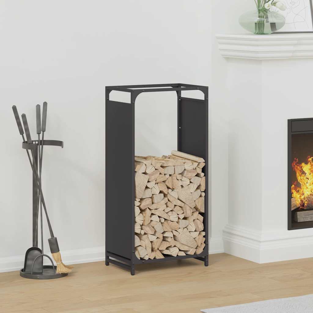 Rastrelliera per Legna da Ardere Nera 44x28x90 cm - homemem39