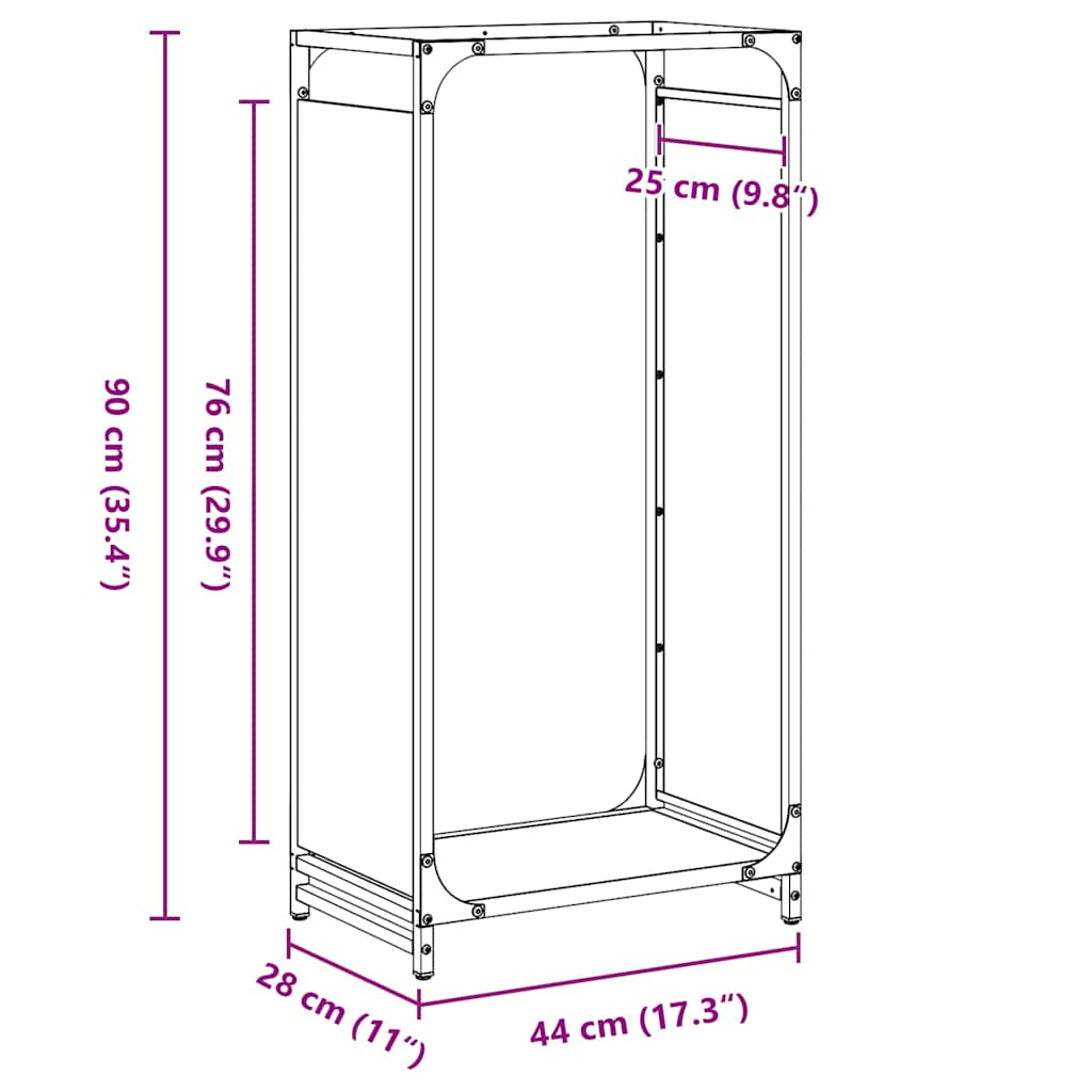 Rastrelliera per Legna da Ardere Bianca 44x28x90 cm