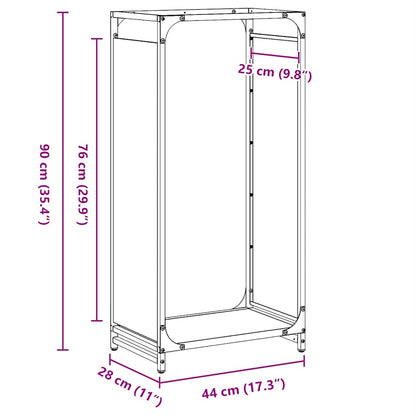 Rastrelliera per Legna da Ardere Antracite 44x28x90 cm - homemem39