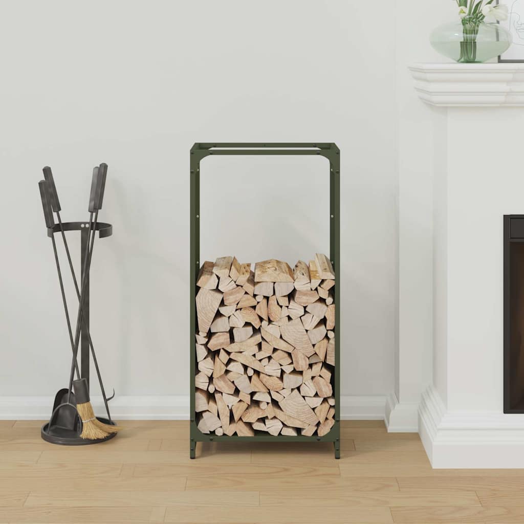 Rastrelliera per Legna da Ardere Verde Oliva 44x28x90 cm - homemem39
