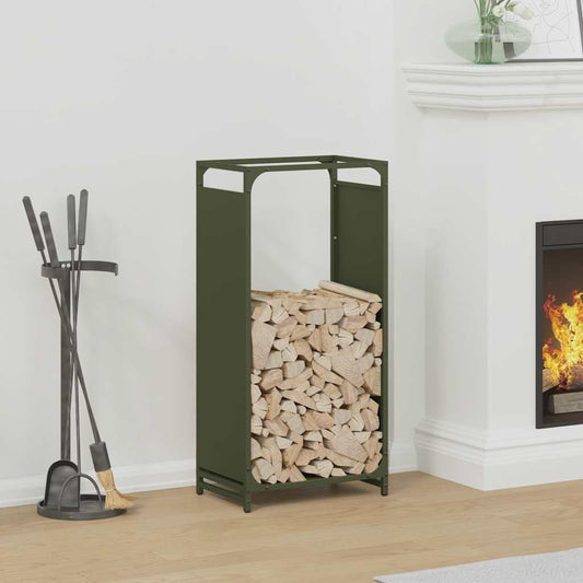Rastrelliera per Legna da Ardere Verde Oliva 44x28x90 cm - homemem39