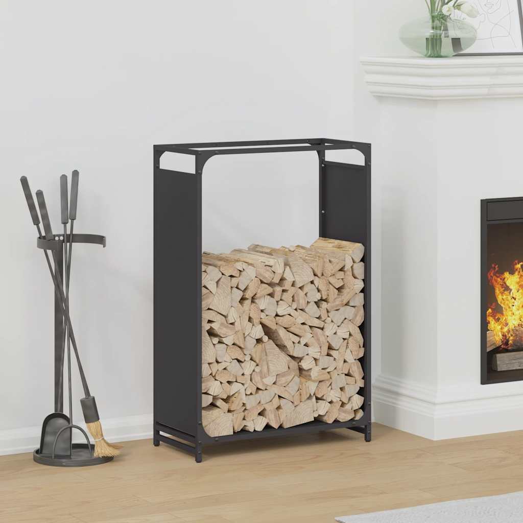 Rastrelliera per Legna da Ardere Nera 60x28x90 cm - homemem39