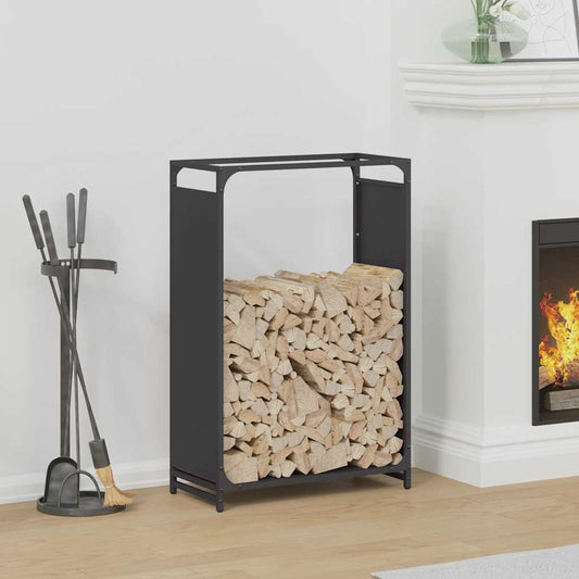 Rastrelliera per Legna da Ardere Nera 60x28x90 cm - homemem39