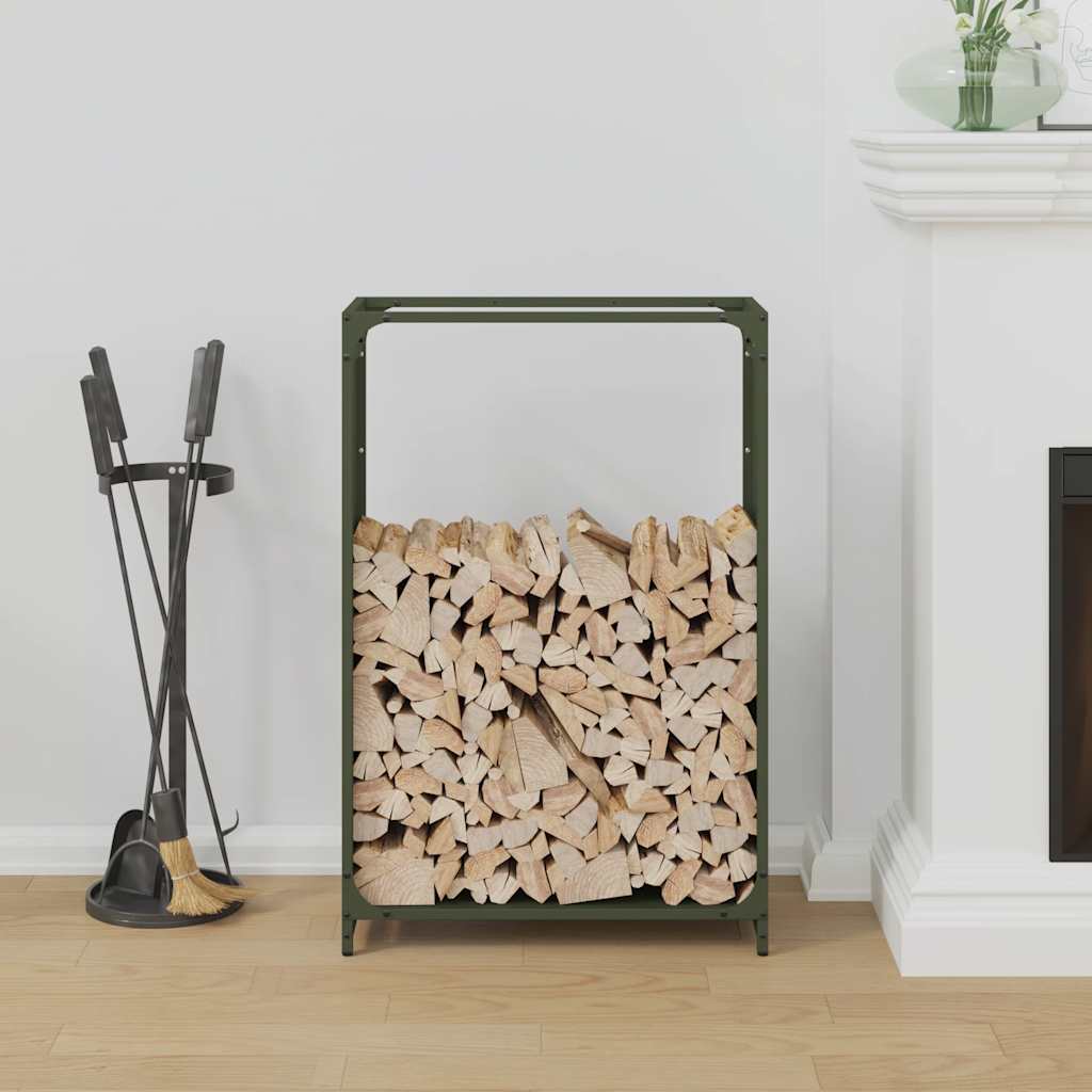 Rastrelliera per Legna da Ardere Verde Oliva 60x28x90 cm - homemem39
