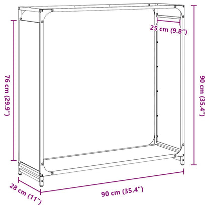 Rastrelliera per Legna da Ardere Nera 90x28x90 cm - homemem39