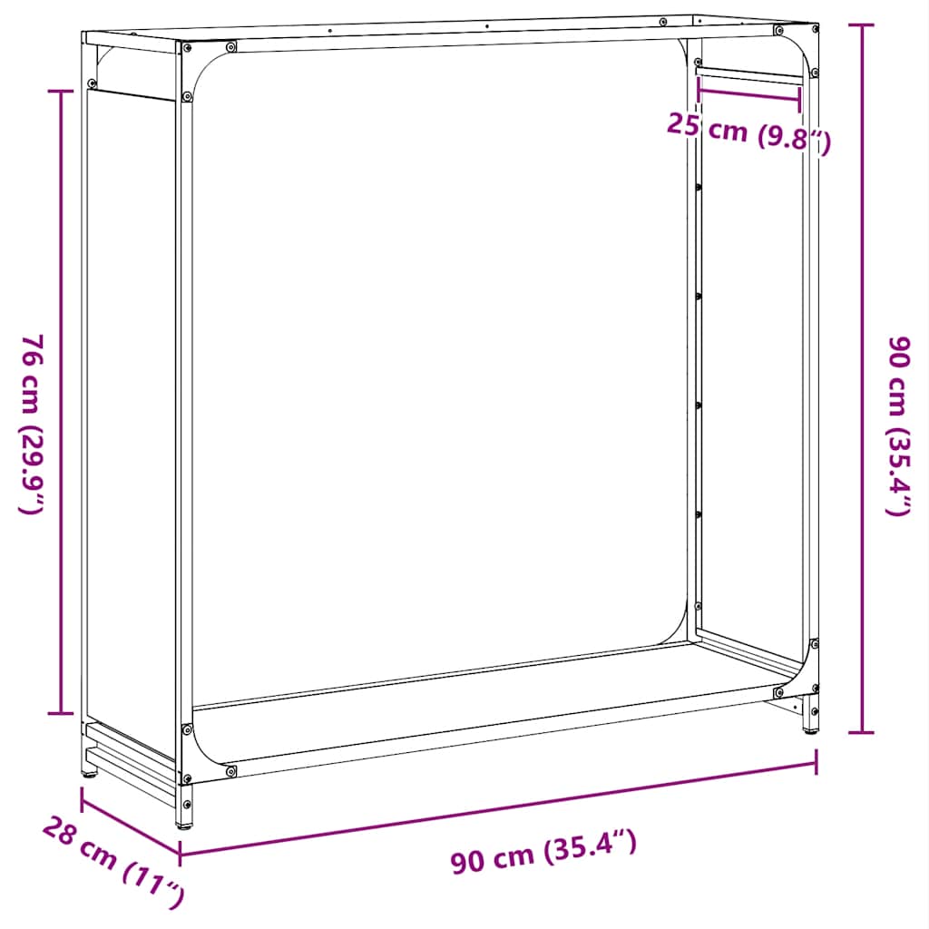Rastrelliera per Legna da Ardere Bianca 90x28x90 cm - homemem39