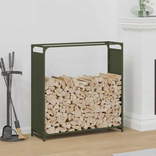Rastrelliera per Legna da Ardere Verde Oliva 90x28x90 cm - homemem39