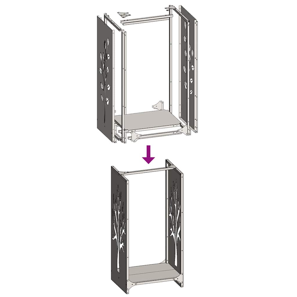 Rastrelliera per Legna da Ardere Antracite 40x30x80 cm - homemem39