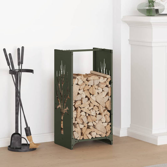 Rastrelliera per Legna da Ardere Verde Oliva 40x30x80 cm - homemem39
