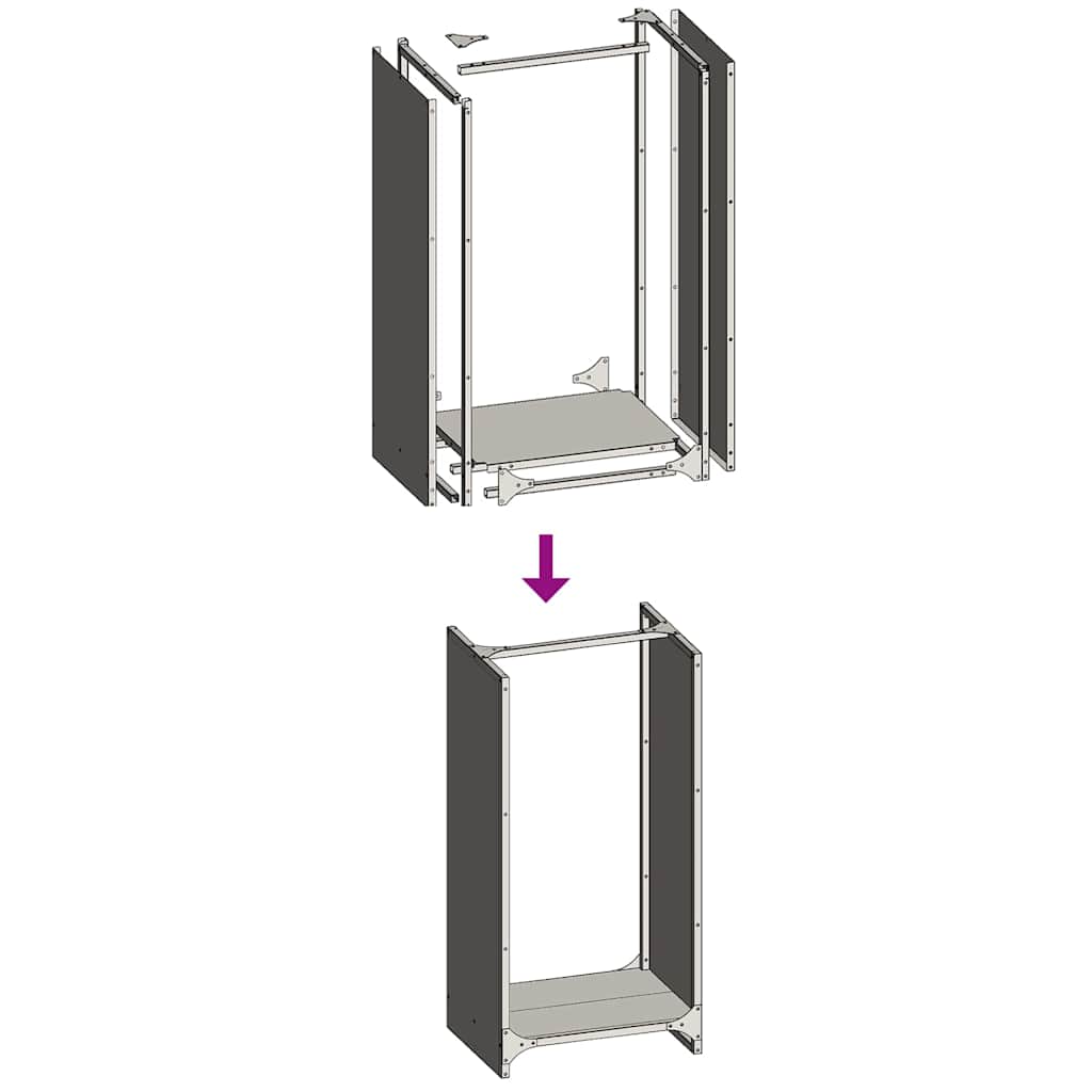 Rastrelliera per Legna da Ardere Nera 40x30x80 cm - homemem39