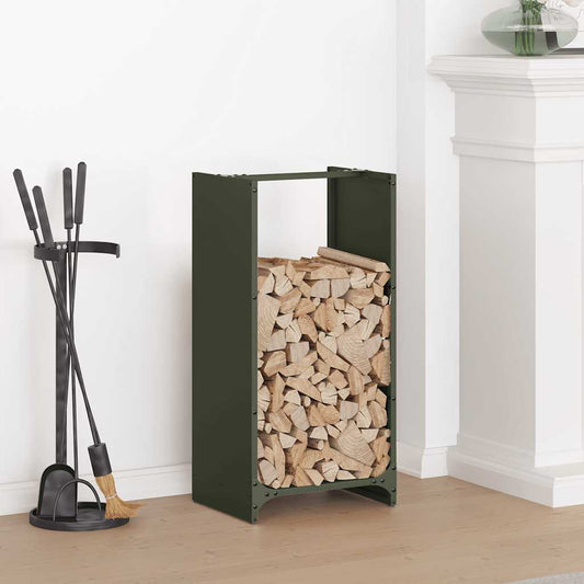 Rastrelliera per Legna da Ardere Verde Oliva 40x30x80 cm - homemem39