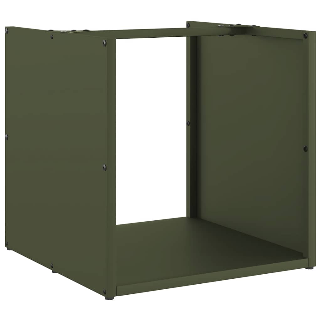 Rastrelliera per Legna da Ardere Verde Oliva 40x40x40 cm - homemem39
