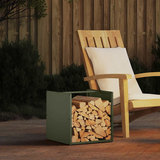Rastrelliera per Legna da Ardere Verde Oliva 40x40x40 cm - homemem39