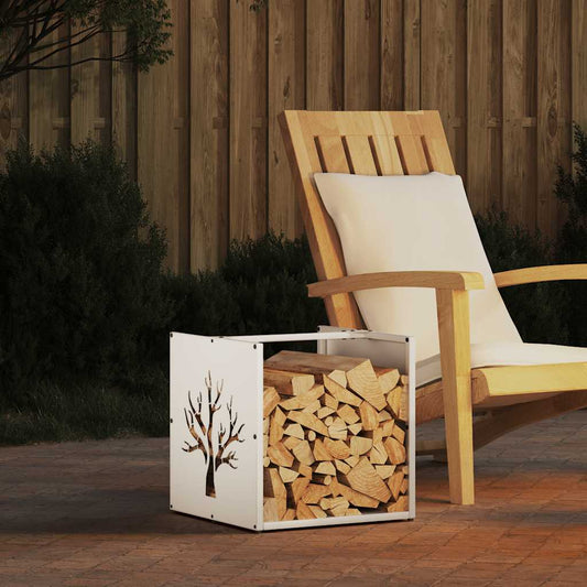 Rastrelliera per Legna da Ardere Bianca 40x40x40 cm - homemem39