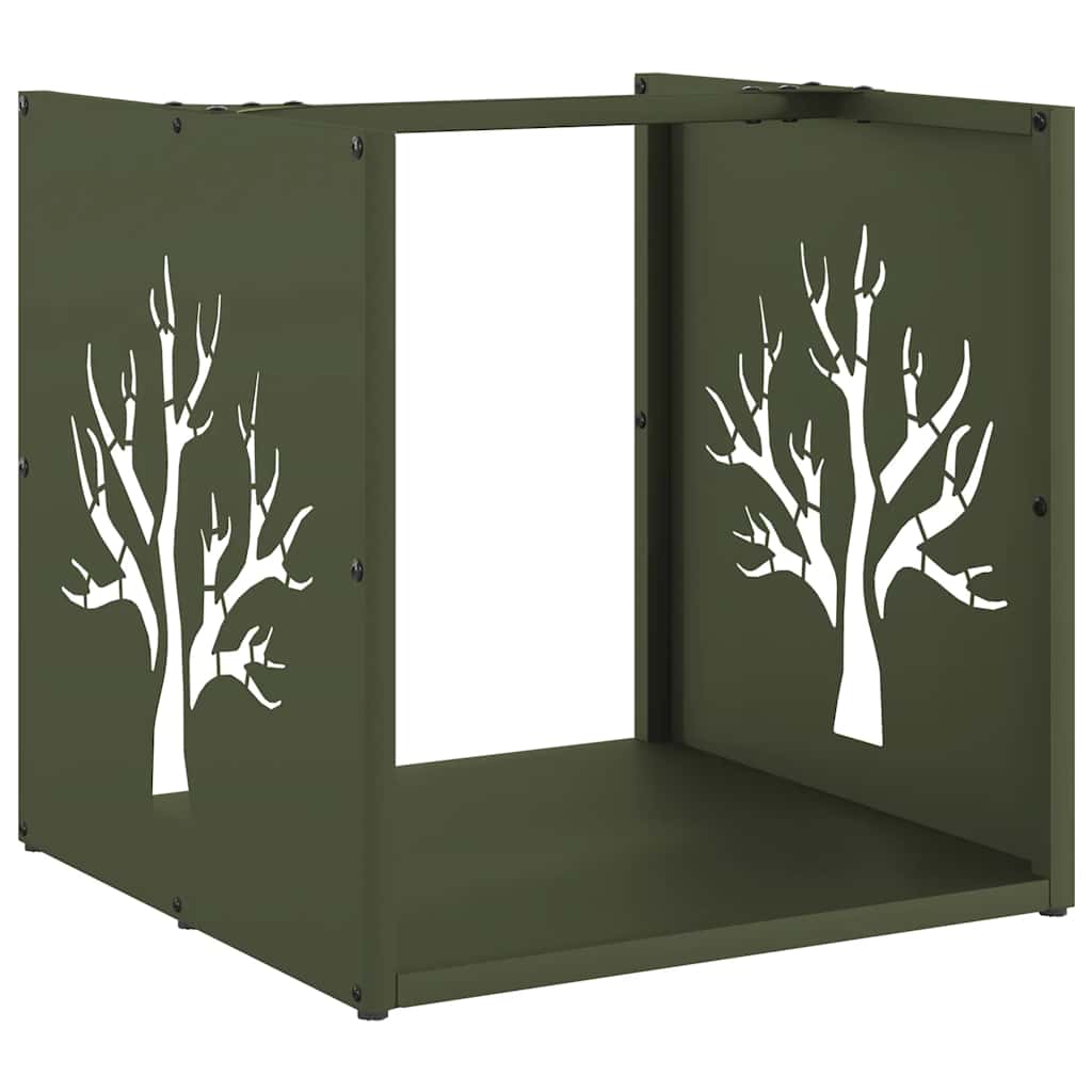 Rastrelliera per Legna da Ardere Verde Oliva 40x40x40 cm - homemem39