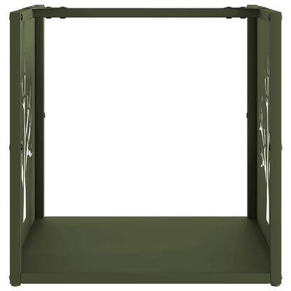 Rastrelliera per Legna da Ardere Verde Oliva 40x40x40 cm - homemem39