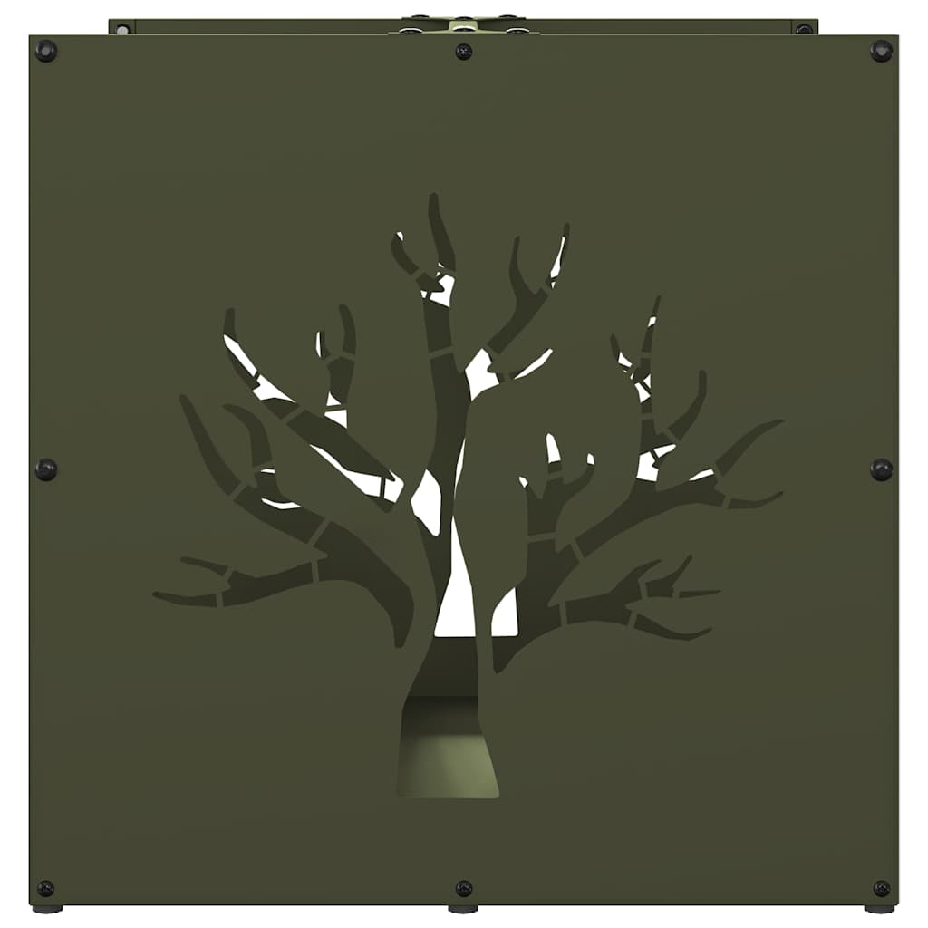 Rastrelliera per Legna da Ardere Verde Oliva 40x40x40 cm - homemem39