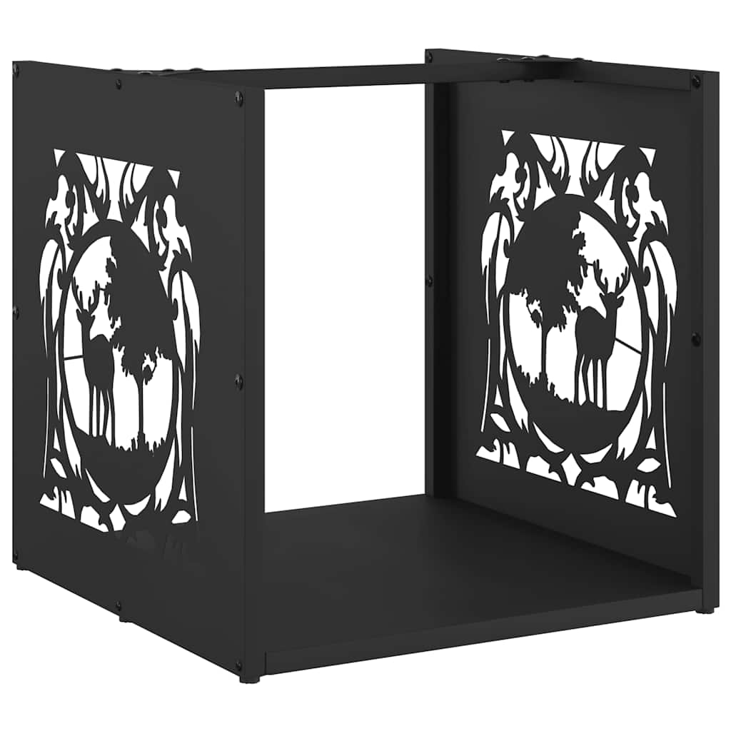 Rastrelliera per Legna da Ardere Nera 40x40x40 cm - homemem39