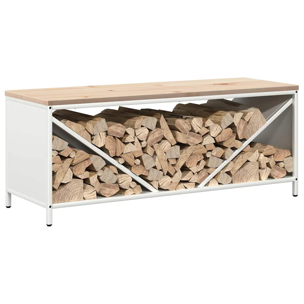 Rastrelliera per Legna da Ardere con Piano Bianca 100x40x60 cm - homemem39