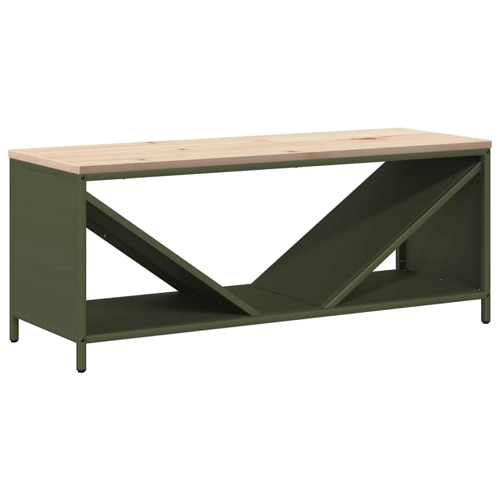 Rastrelliera Legna da Ardere con Piano Verde Oliva 100x40x60 cm