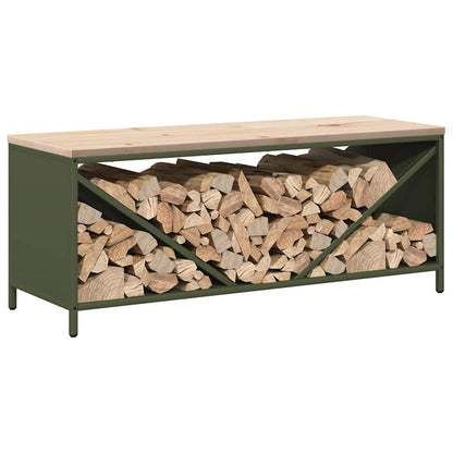 Rastrelliera Legna da Ardere con Piano Verde Oliva 100x40x60 cm - homemem39