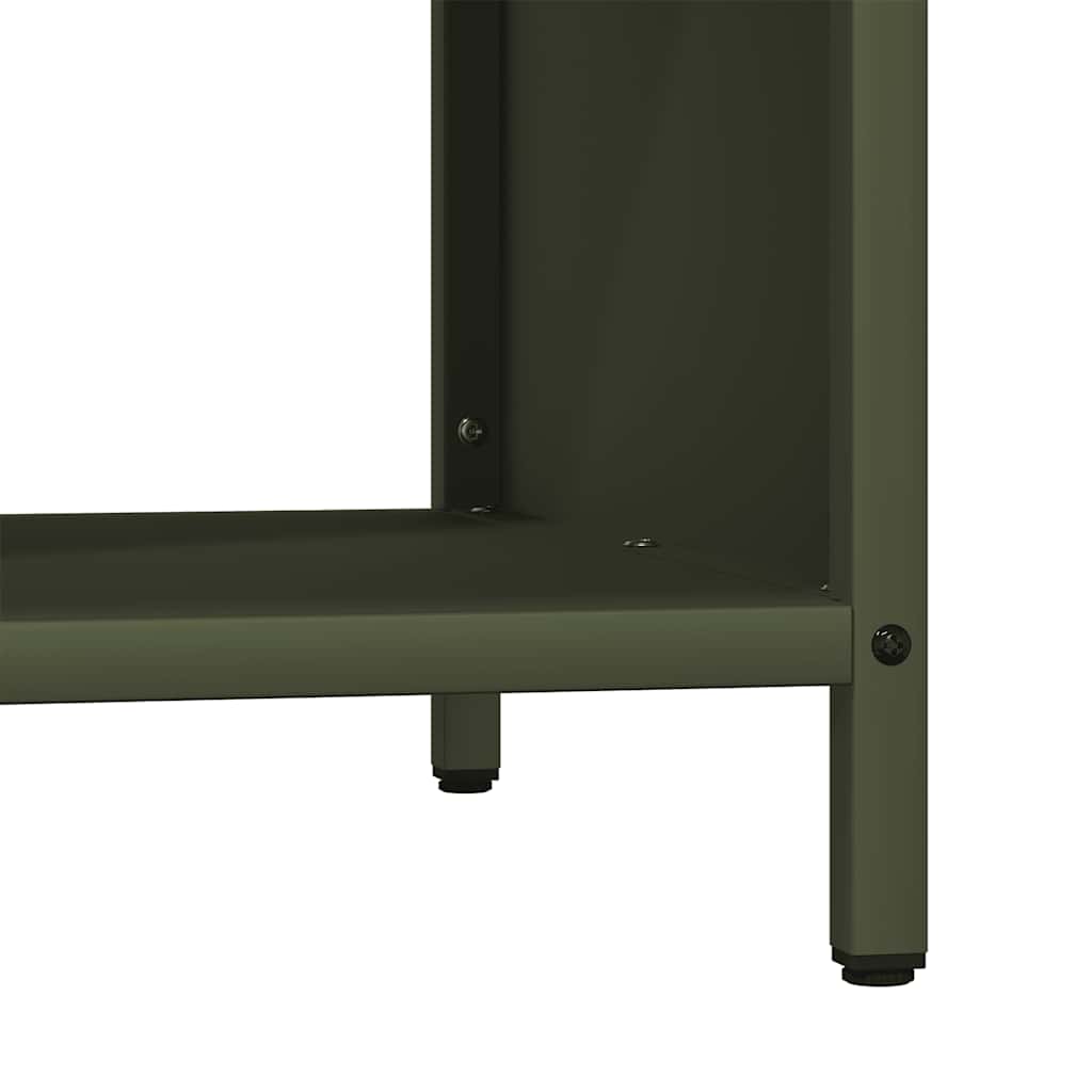 Rastrelliera Legna da Ardere con Piano Verde Oliva 100x40x60 cm - homemem39
