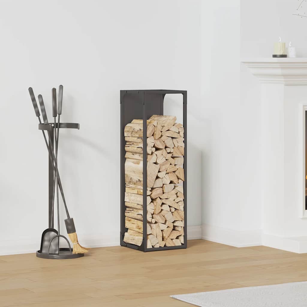 Rastrelliera per Legna da Ardere Nera 25x25x80 cm - homemem39