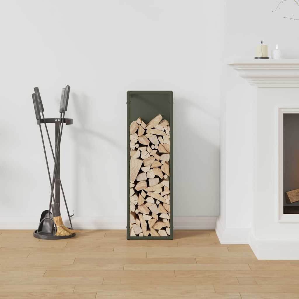 Rastrelliera per Legna da Ardere Verde Oliva 25x25x80 cm - homemem39