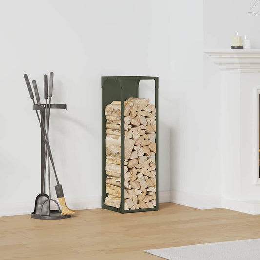 Rastrelliera per Legna da Ardere Verde Oliva 25x25x80 cm - homemem39