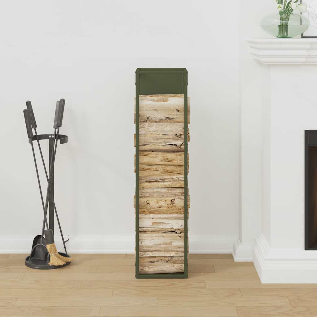 Rastrelliera per Legna da Ardere Verde Oliva 25x25x100 cm - homemem39
