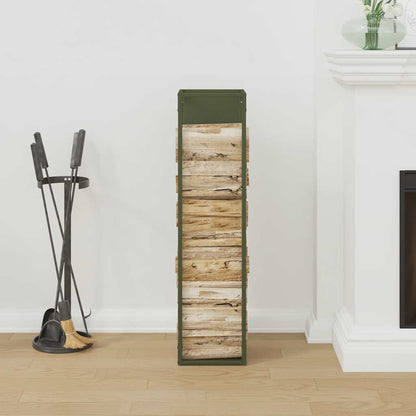 Rastrelliera per Legna da Ardere Verde Oliva 25x25x100 cm - homemem39