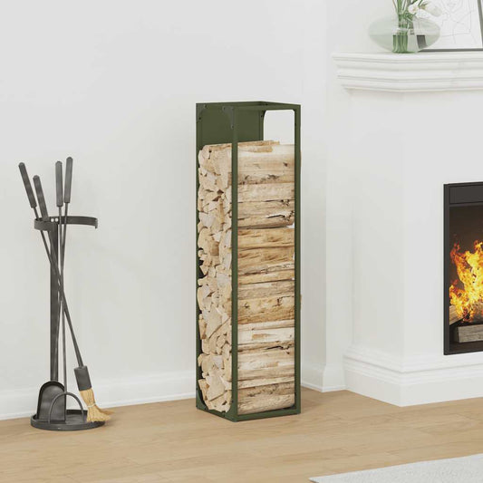 Rastrelliera per Legna da Ardere Verde Oliva 25x25x100 cm - homemem39