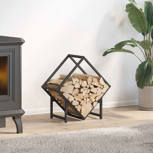 Rastrelliera per Legna da Ardere Nera 50x25x50 cm - homemem39