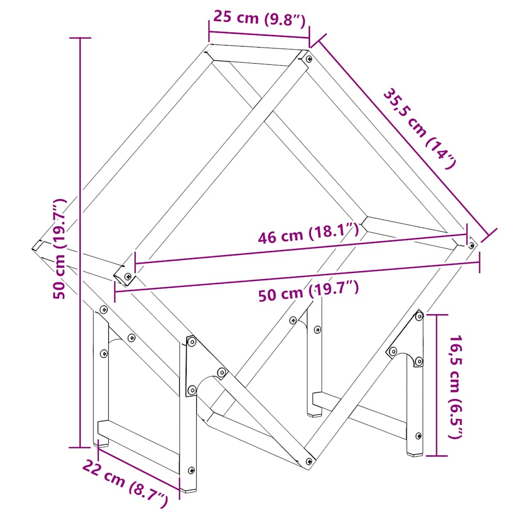 Rastrelliera per Legna da Ardere Bianca 50x25x50 cm - homemem39