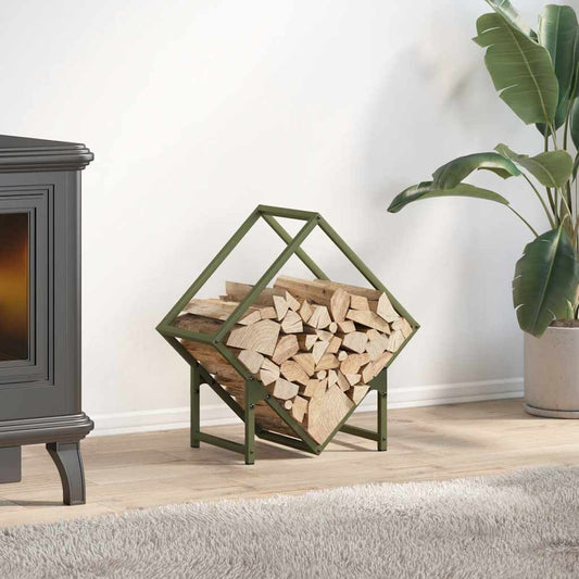 Rastrelliera per Legna da Ardere Verde Oliva 50x25x50 cm - homemem39