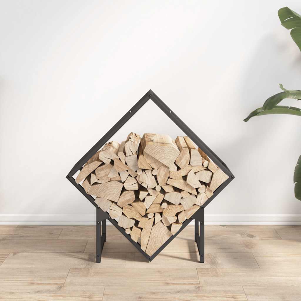 Rastrelliera per Legna da Ardere Nera 60x25x60 cm - homemem39