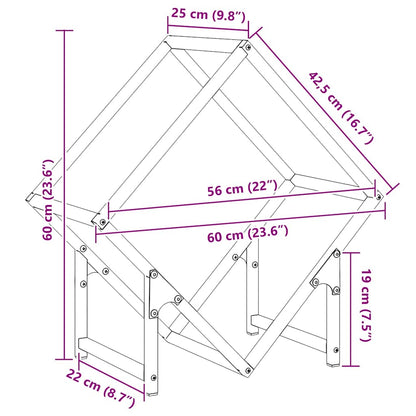 Rastrelliera per Legna da Ardere Nera 60x25x60 cm - homemem39