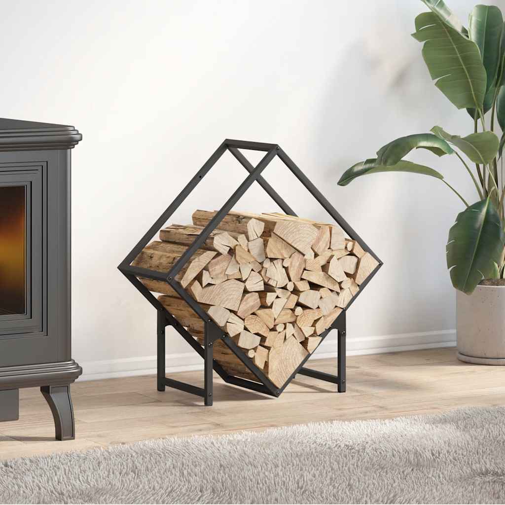 Rastrelliera per Legna da Ardere Nera 60x25x60 cm - homemem39