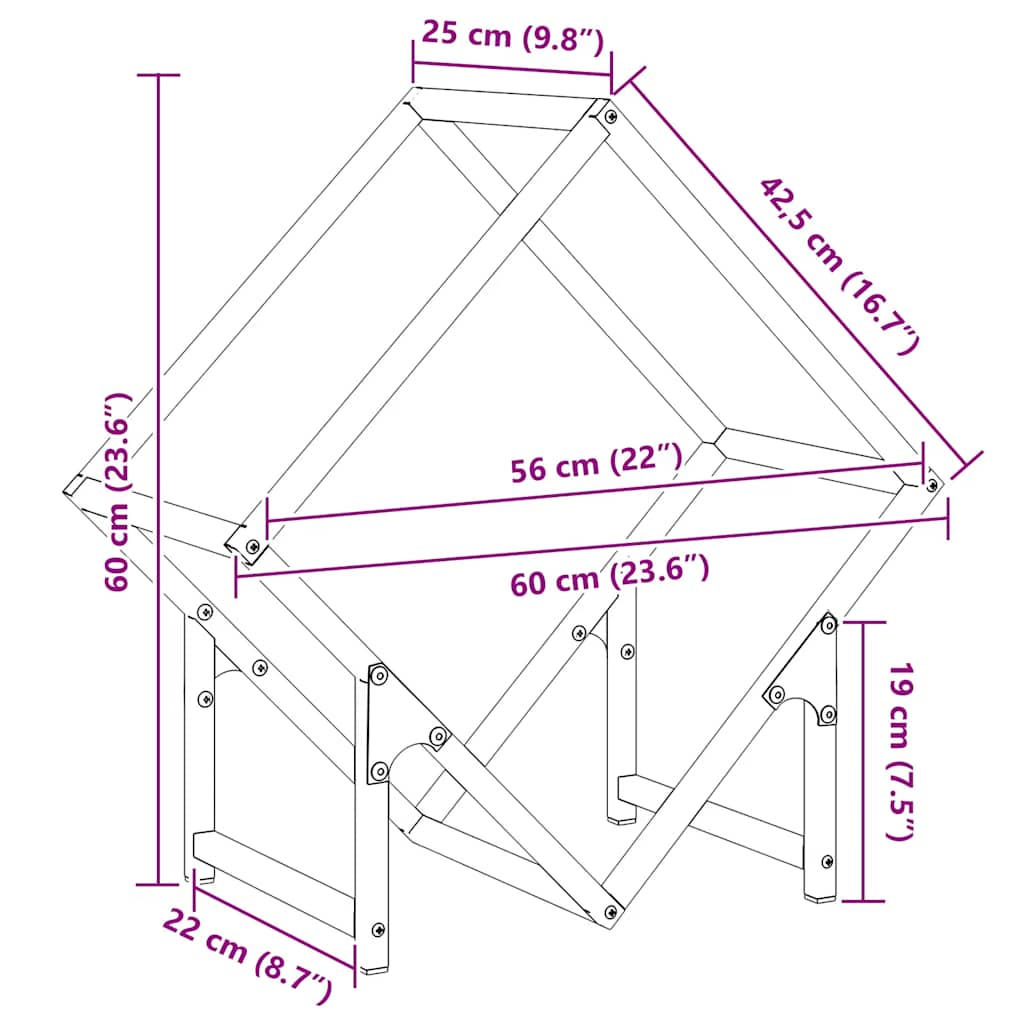 Rastrelliera per Legna da Ardere Antracite 60x25x60 cm