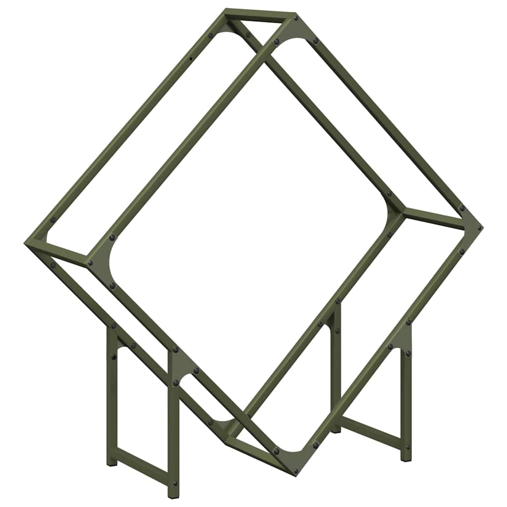 Rastrelliera per Legna da Ardere Verde Oliva 80x25x80 cm - homemem39