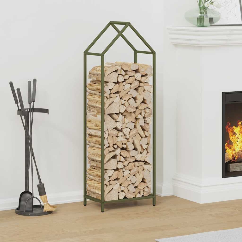 Rastrelliera per Legna da Ardere Verde Oliva 40x25x120 cm - homemem39