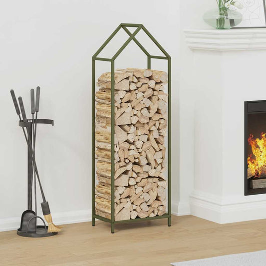 Rastrelliera per Legna da Ardere Verde Oliva 40x25x120 cm - homemem39